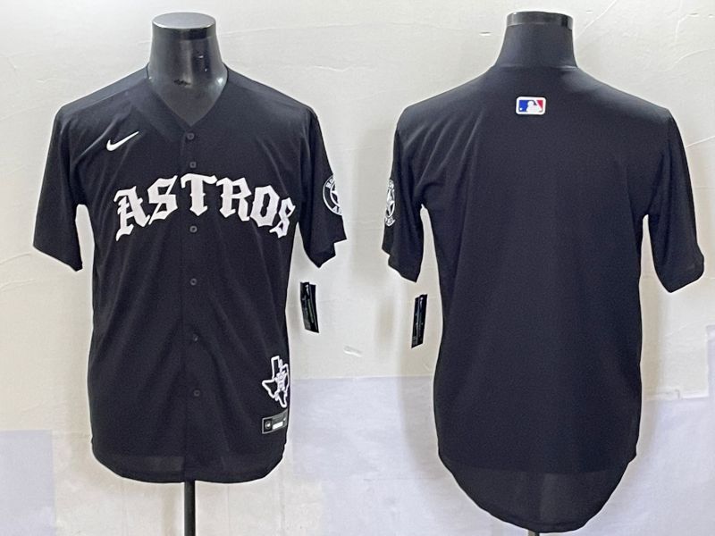 Men 2025 Houston Astros Blank Black Seven generations Joint Name Nike MLB Jersey style 1->houston astros->MLB Jersey